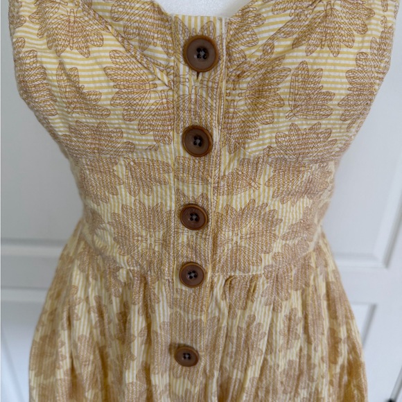 Maeve Anthropologie Beige Floral Button-Down Dress - Picture 2 of 4